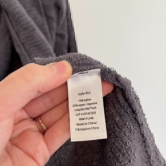 BAREFOOT DREAMS CozyChic Lite Circle Cardi Purple Gray ish Open Cardigan Sweater - Picture 7 of 11